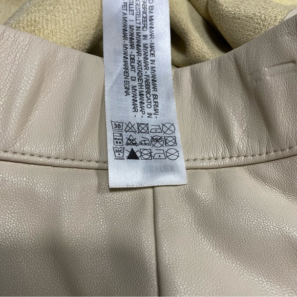 Zara Faux Leather Beige Skinny Side Zip Pants Size S #1450 - Picture 11 of 14